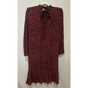 Lord & Taylor Womens Vintage 100% Silk Red Drop Waist Secretary Dress Size 8 EUC